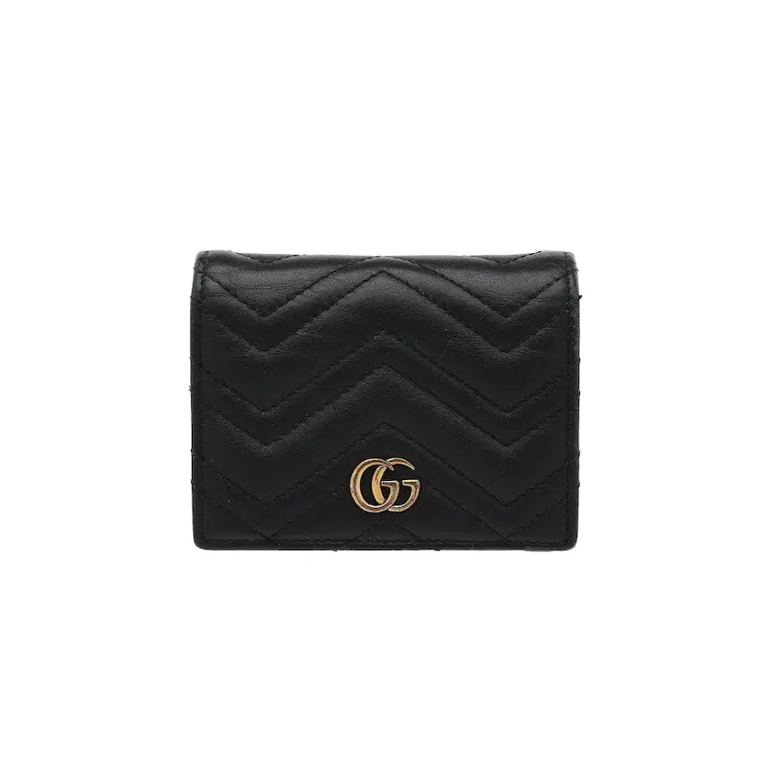 [BUNJANG] Gucci GG Marmont Matelassé Card Wallet Black Leather / 구찌 GG 마몽 마틀라세 카드 지갑