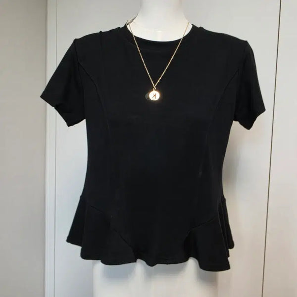 [BUNJANG] Pae Flare Black Short Sleeve T-Shirt / 페 플레어 블랙 반팔 티셔츠