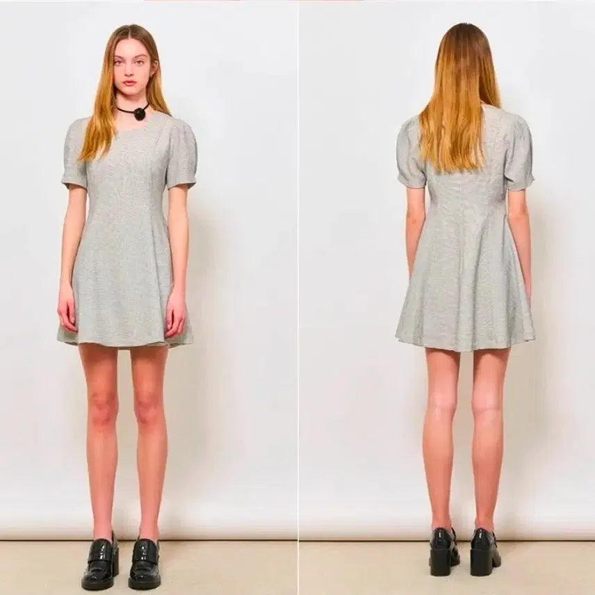 [BUNJANG] General Idea Puff Sleeve Tweed Dress M / [미착용/정품] 제너럴아이디어 퍼프소매 트위드 원피스 M