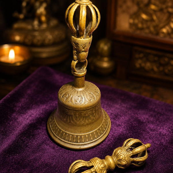 [BUNJANG] Tibetan Style Vajra Bell and Dorje Set / 티베트 양식 금강령 금강저 세트 수공예 의식구 빈티지 소장품