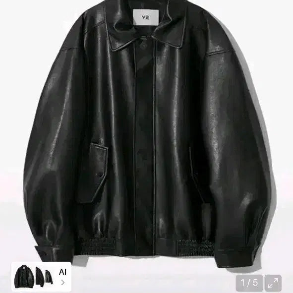 [BUNJANG] V2 465-3 Vegan Leather Oversized Jacket / 브이투 465-3 비건 레더 오버핏 재킷 레더자켓