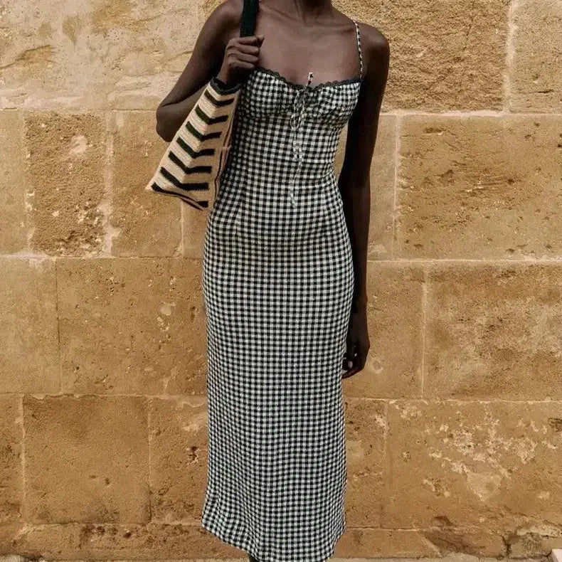[BUNJANG] ZARA Gingham Check Tailored Midi Dress / 자라 깅엄 체크 테일러드 미디 원피스
