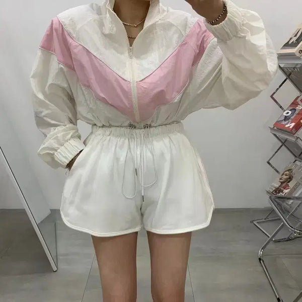 [BUNJANG] Color Block Windbreaker Set / (새상품) 투톤 배색 바람막이 세트