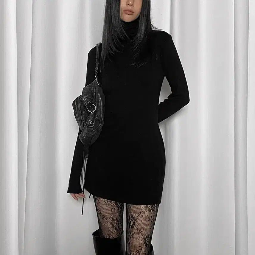 [BUNJANG] Black Up Made Black Turtleneck Dress Set / (세트) 블랙업 made 블랙 터틀넥 원피스