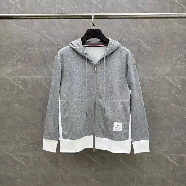 [BUNJANG] Thom Browne Classic 4-Bar Jersey Colorblock Zip-Up Hoodie / 톰브라운 클래식 4바 저지 배색 집업 후디 매장구매