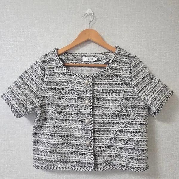 [BUNJANG] Tweed Short Sleeve Cardigan / 트위드 반팔 가디건