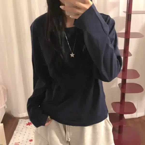 [BUNJANG] Unused Basic Plain Sweatshirt Navy / 미사용 기본 무지 맨투맨 네이비