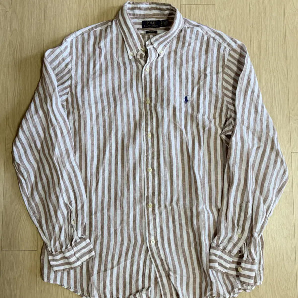 [BUNJANG] Polo Ralph Lauren Long Sleeve Linen Shirt Striped XL / [폴로 랄프로렌] 긴팔 린넨 셔츠 스트라이프 XL 사이즈