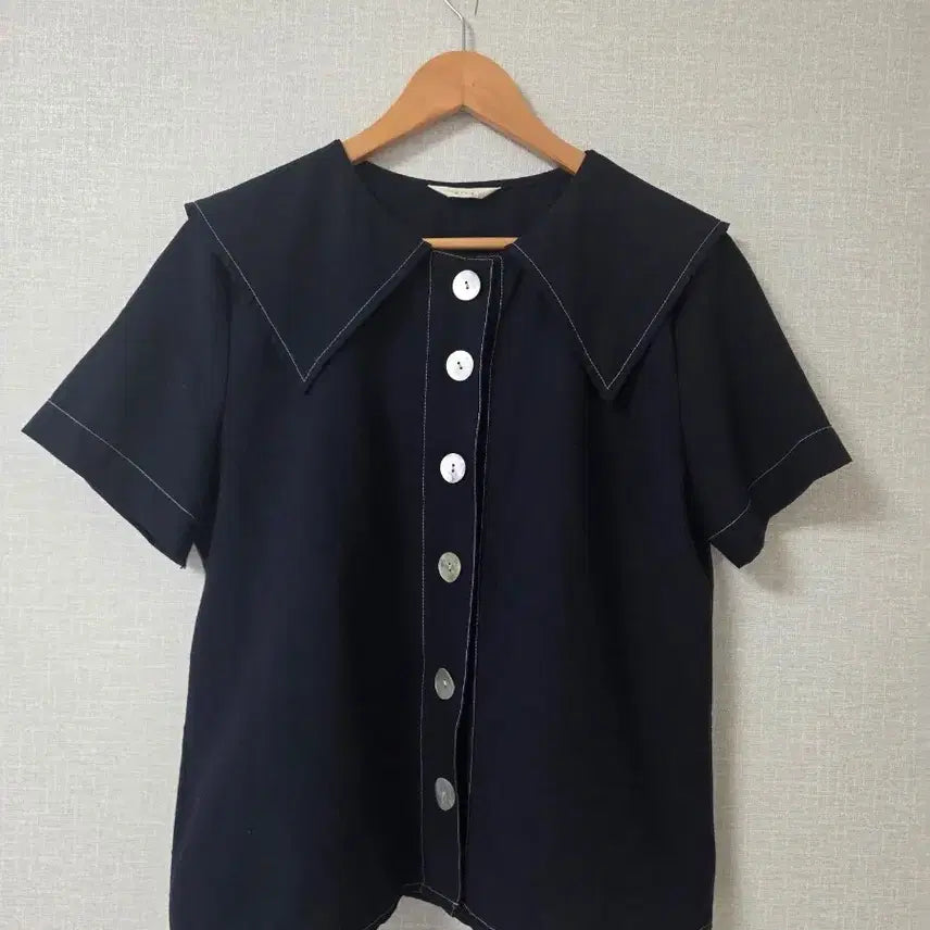 [BUNJANG] Navy Collar Blouse / 네이비 카라 블라우스