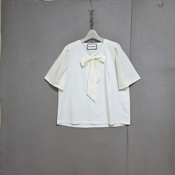 [BUNJANG] Karl Lagerfeld Ribbon Detail T-Shirt White Size 100 / 칼라거펠트 리본이쁜 티셔츠 100  n7302