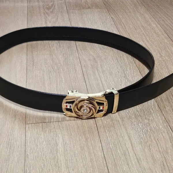 [BUNJANG] Gold-Plated Cubic Automatic Buckle Belt / 금장 큐빅 자동 버클 벨트