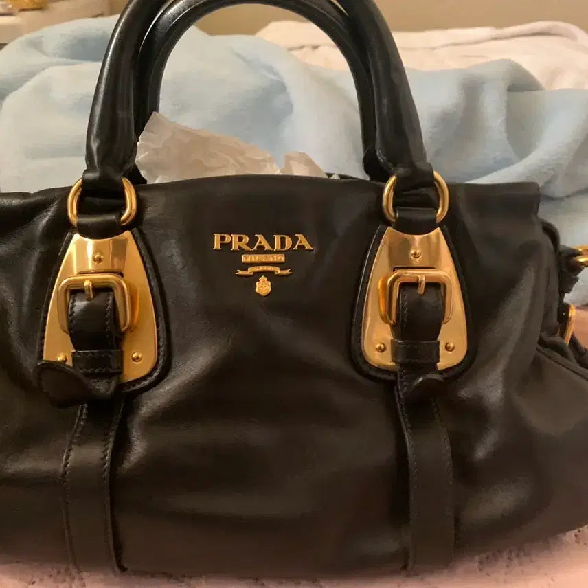 [BUNJANG] Prada Black Calfskin Tote Bag/Crossbody Bag (BN1903) / 프라다가방 블랙 bn1903 프라다 토트백 카프스킨 크로스백