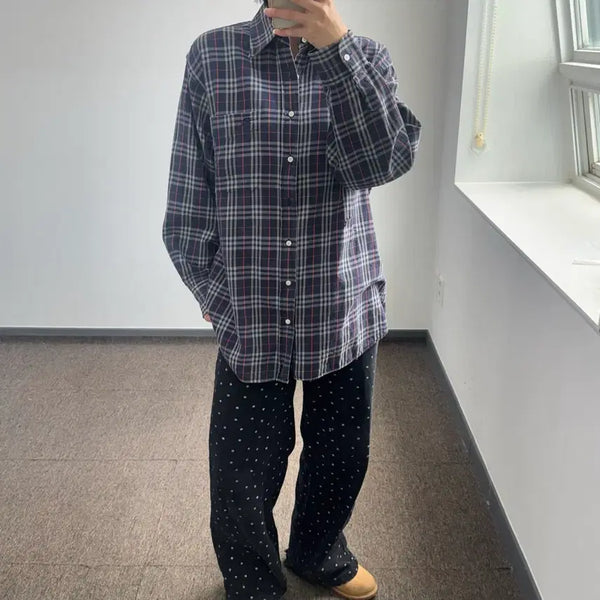 [BUNJANG] Burberry Navy Check Shirt / Burberry 버버리 네이비 체크 셔츠