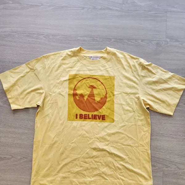 [BUNJANG] Marni Yellow UFO Graphic Short Sleeve T-Shirt Size 44 / 마르니 옐로우 UFO 그래픽 반팔티 44