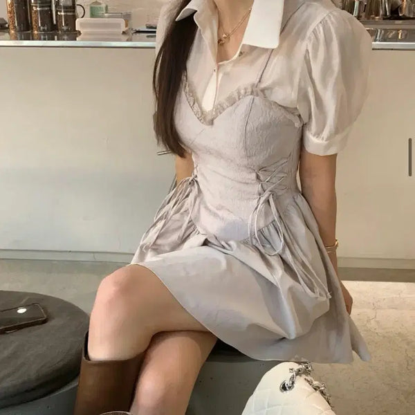 [BUNJANG] Cloud Emotion House of Jacquard Dress Mini Set / 클라우드이모션 하우스 오브 자카드 원피스 미니 코토리베이지 세트