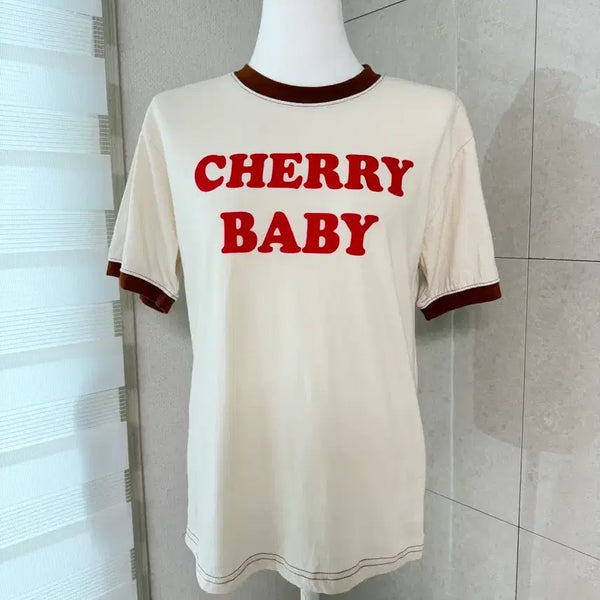 [BUNJANG] Cherry Baby Short Sleeve T-Shirt (Ivory, Blue) / (새상품) 체리 베이비 반팔 티셔츠 아이보리,블루 2종
