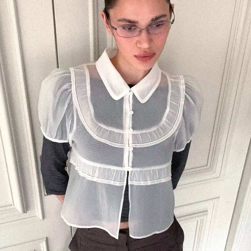 [BUNJANG] Ellude Woman Sheer Blouse / 엘무드우먼 시어 블라우스