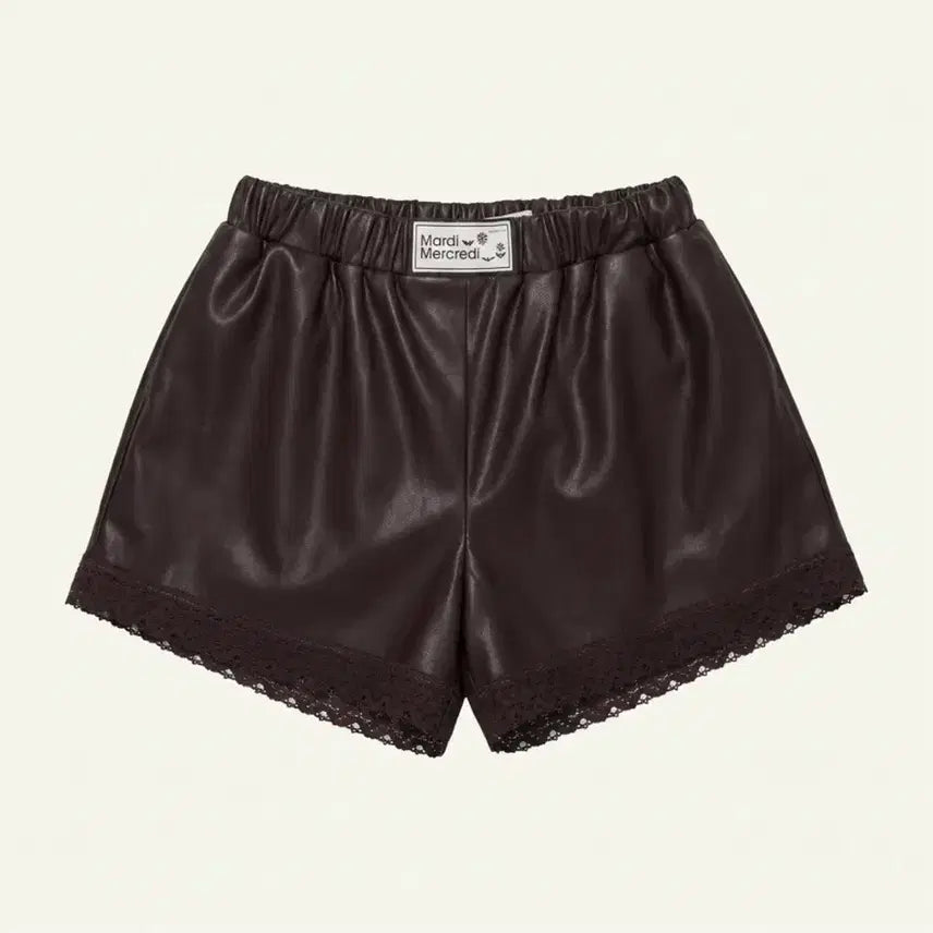 [BUNJANG] Mardi Mercredi Leather Lace Shorts / 마르디메크르디 레더 레이스 쇼츠