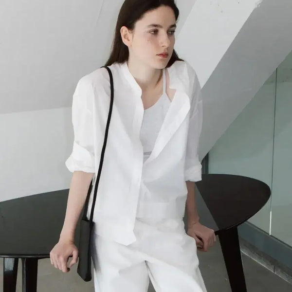[BUNJANG] Necessary Cropped Henley Shirt / 네세서리 크롭헨리셔츠