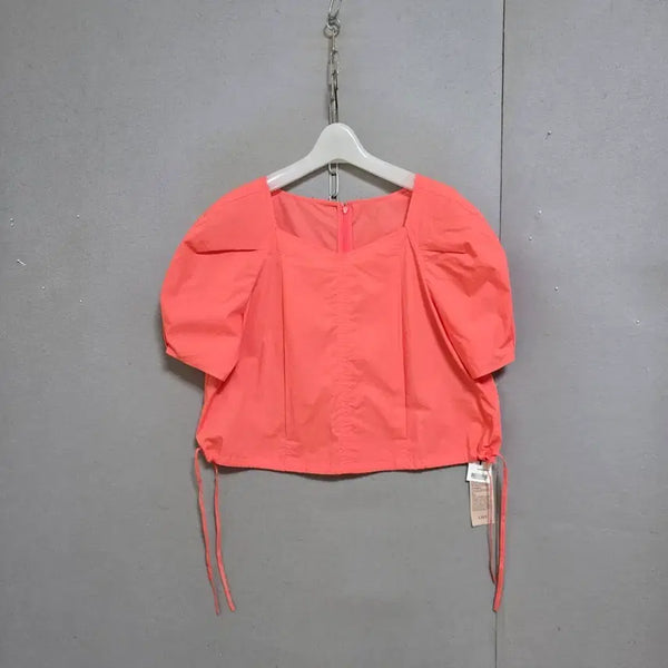 [BUNJANG] LIST Puff Sleeve Blouse Orange Cotton Size 55 (Unworn) / 리스트 퍼프소매스타일 블라우스 55  n7312  미착용제품