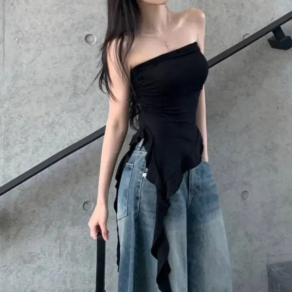 [BUNJANG] Shirring Layered Top / 셔링 레이어드 탑