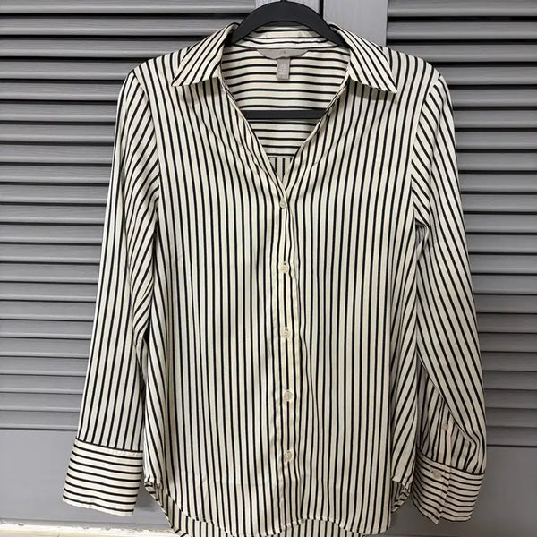 [BUNJANG] H&M Striped Silk Blend Blouse / H&M 스트라이프 셔츠,스트라이프 블라우스,실크블라우스,실크셔츠,새틴셔츠