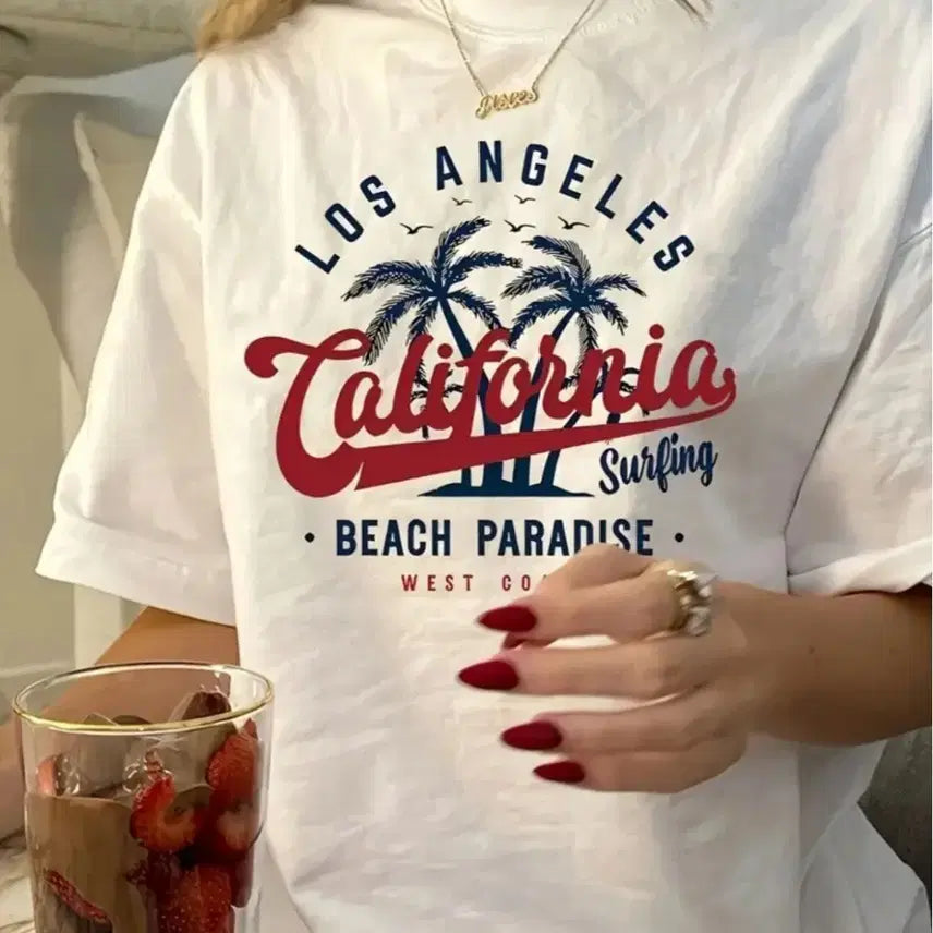 [BUNJANG] LA California Surfing Beach Paradise Short Sleeve T-Shirt / 로스앤젤레스 캘리포니아 서핑 비치 파라다이스 반팔 티셔츠