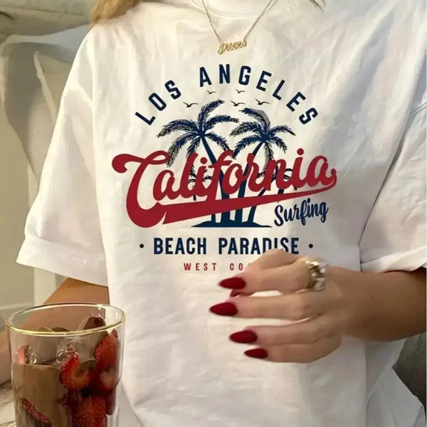 [BUNJANG] LA California Surfing Beach Paradise Short Sleeve T-Shirt / 로스앤젤레스 캘리포니아 서핑 비치 파라다이스 반팔 티셔츠