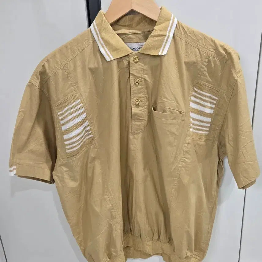 [BUNJANG] BONTON OP Short Sleeve Polo T-Shirt Beige / [BONTON OP] 숏슬리브 폴로 반팔 베이지