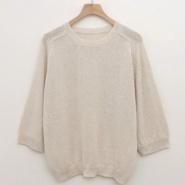 [BUNJANG] Summer Linen Round Knit - Beige / (새상품) 여름 린넨 라운드 니트 베이지