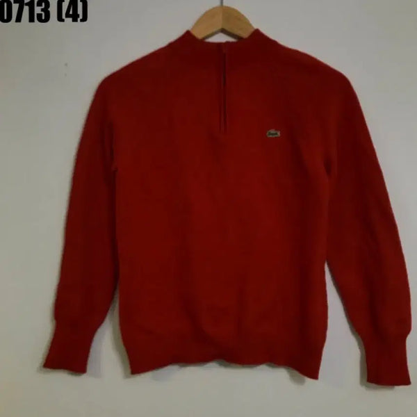 [BUNJANG] Lacoste Full Zip Knit Sweater Red / 라코스테 집업 니트 레드