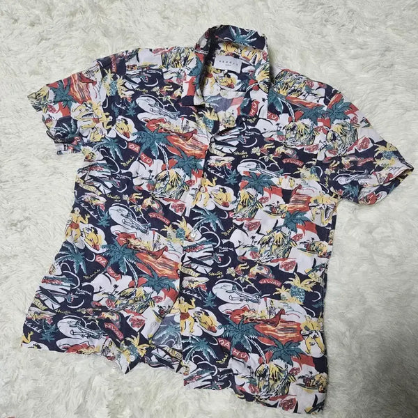 [BUNJANG] Sandro Men's Hawaiian Slim Short Sleeve Shirt / 산드로(Sandro) 맨즈 하와이안 슬림 반팔 셔츠