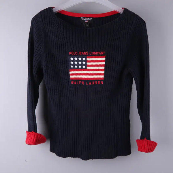 [BUNJANG] Polo Ralph Lauren USA Flag Knit Navy L / (여성) 폴로 폴로 진스 로렌 성조기 니트 네이비 5171