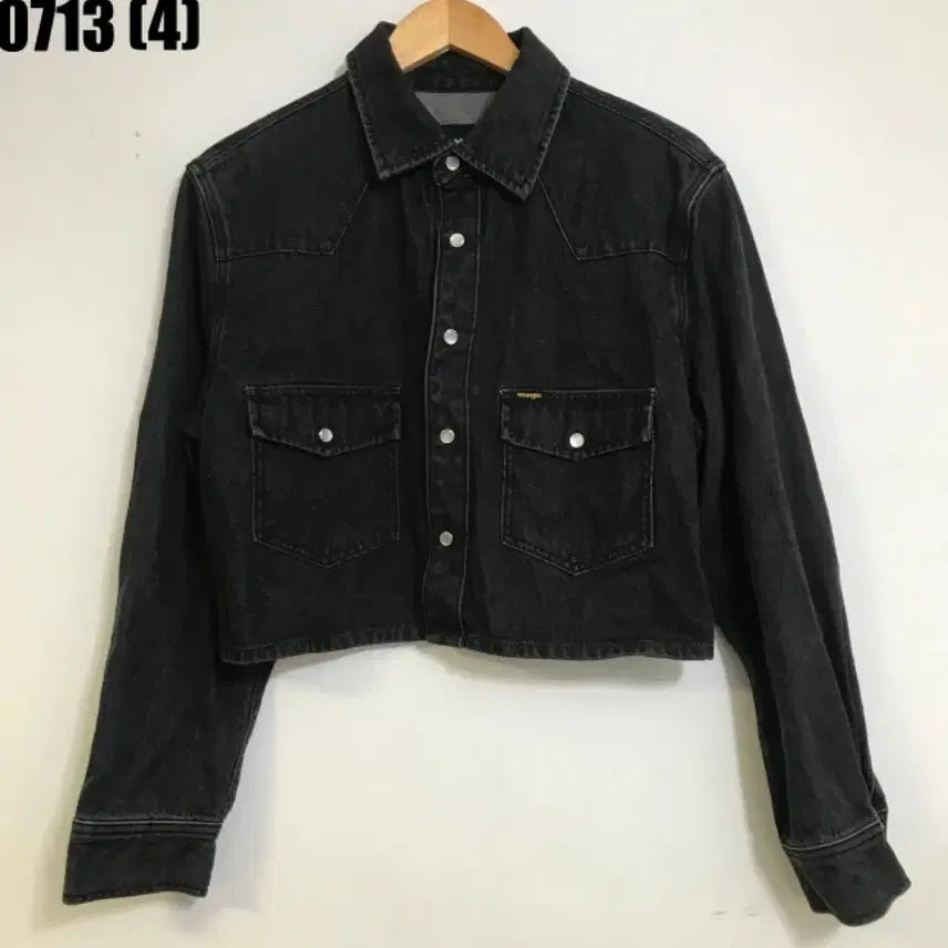 [BUNJANG] Wrangler Denim Cropped Shirt Black / Wrangler 데님 크롭 셔츠 검정