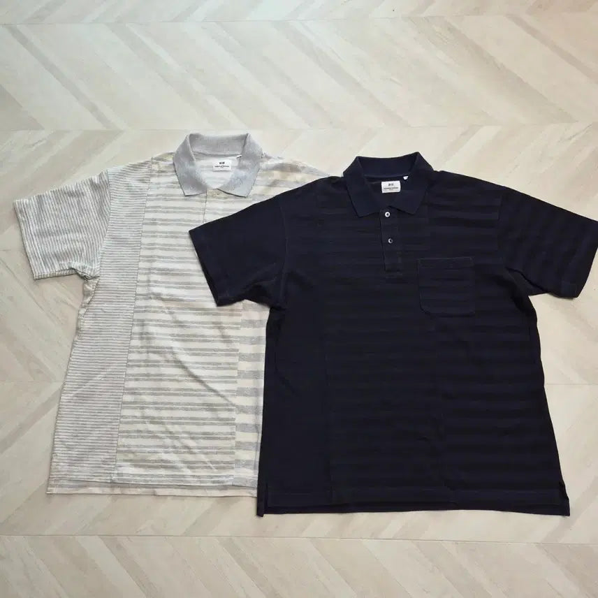[BUNJANG] Uniqlo Engineered Garments Collaboration Pique Polo Shirts Set (XL, Navy/Beige) / (2장세트)유니클로 엔지니어드가먼츠 피케폴로티 XL 빈티지