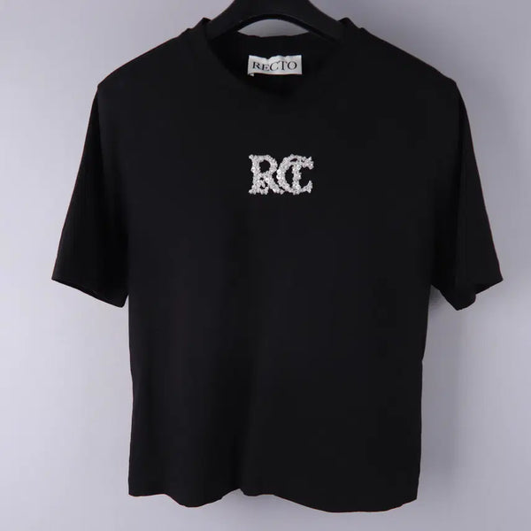 [BUNJANG] RECTO Embellished Short-Sleeve Ringer T-Shirt Black (M) / 렉토(RECTO) 장식 반팔티 블랙 렉토 링거티 (M)