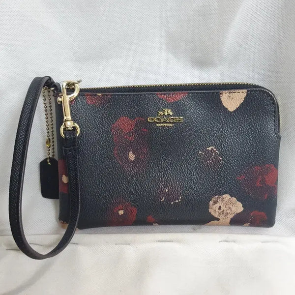 [BUNJANG] Coach Floral Pattern Wristlet Pouch / 코치 플로럴 패턴 손목스트랩 파우치