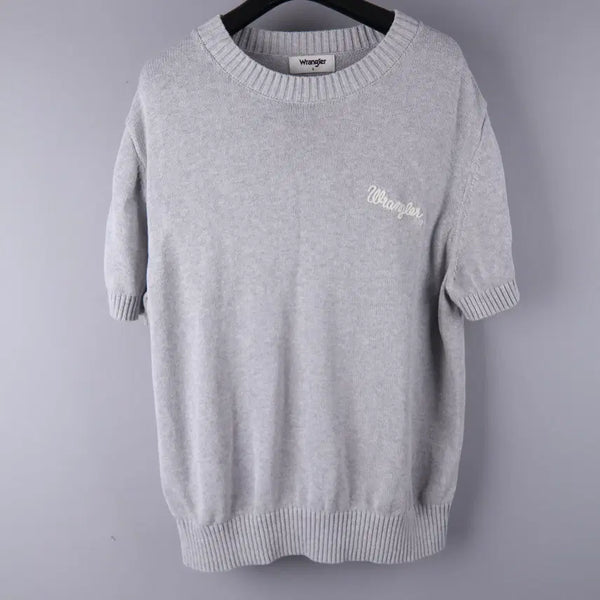 [BUNJANG] Wrangler Rope Logo Short Sleeve Knit Melange Grey S / (여성) 랭글러(WRANGLER) 로프 로고 반팔 니트 멜란지그레이 S