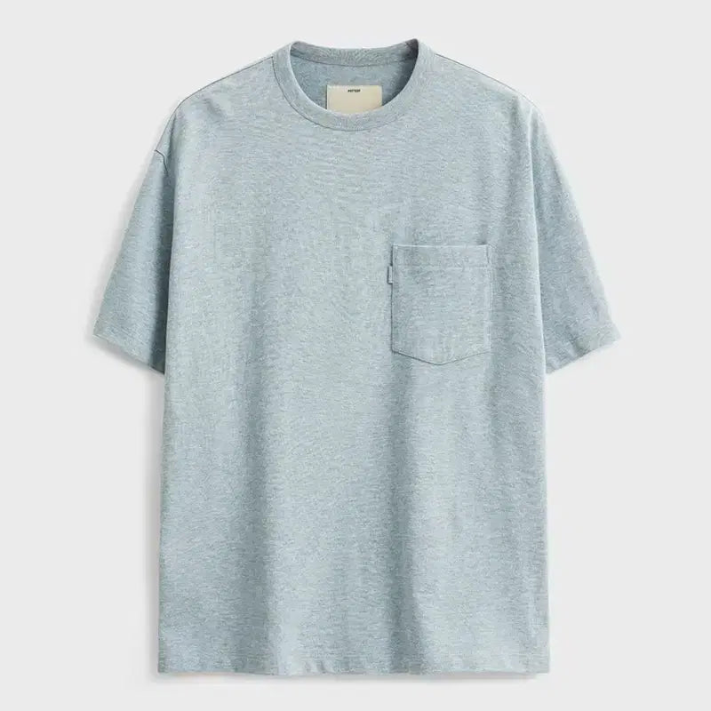 [BUNJANG] Pottery Melange Blue Supima Comfort Pocket Short Sleeve T-Shirt / [5] 포터리 멜란지 블루 수피마 컴포트 포켓 반팔 티셔츠