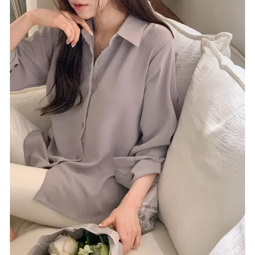 [BUNJANG] Avely Basic Blouse Lavender / (새상품)에이블리 라벤더 베이직 블라우스