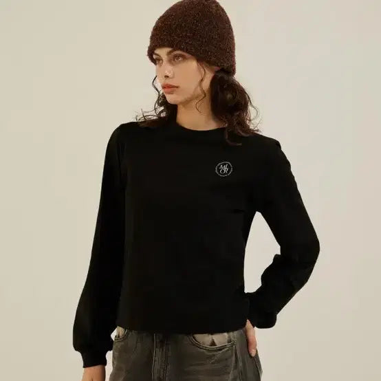 [BUNJANG] Millionkor Black Roundneck Long-sleeve T-shirt M / (새상품)밀리언코르 블랙 라운드넥 긴팔티 M