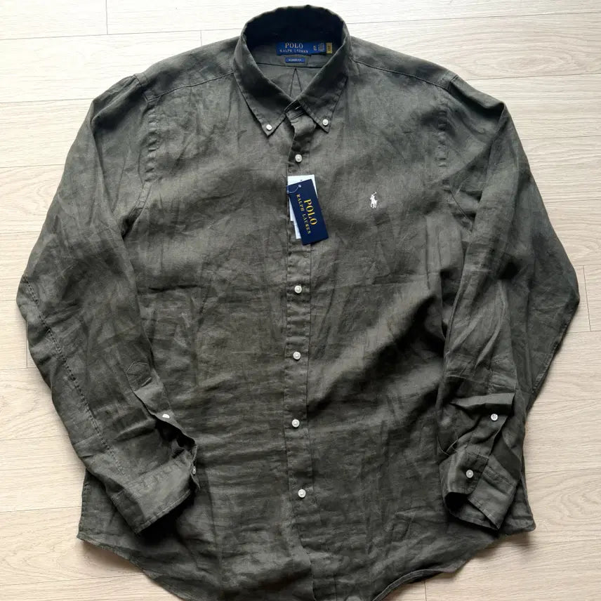 [BUNJANG] Polo Ralph Lauren Linen Long Sleeve Shirt Olive XL / [폴로 랄프로렌] 긴팔 린넨 셔츠 올리브 XL 사이즈