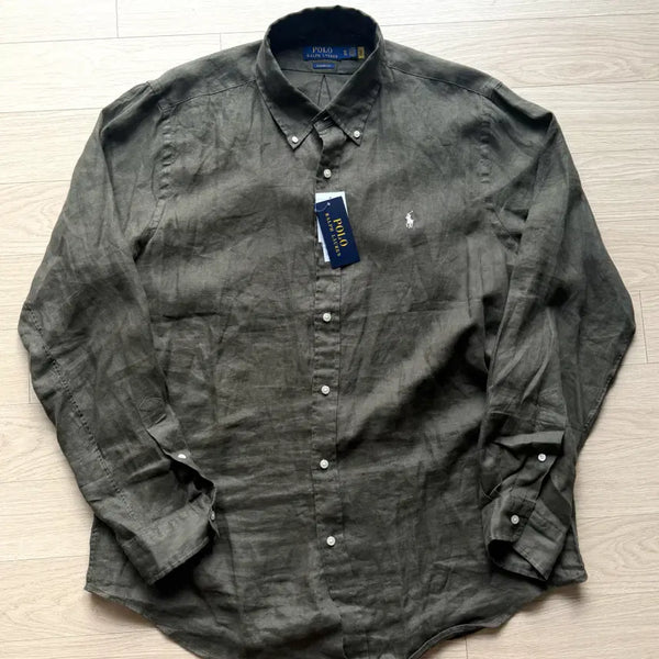 [BUNJANG] Polo Ralph Lauren Linen Long Sleeve Shirt Olive XL / [폴로 랄프로렌] 긴팔 린넨 셔츠 올리브 XL 사이즈