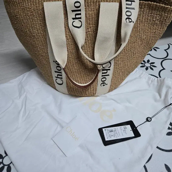 [BUNJANG] Chloé Woody Large Raffia Tote Bag / 끌로에 우디라지  라피아백 (라탄