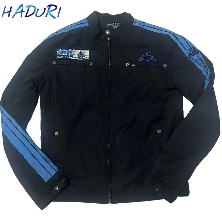 [BUNJANG] Kappa 00s Sky Blue Sideline Black Racing Jacket XL / 카파 00s 스카이블루 사이드라인 블랙레이싱자켓 XL