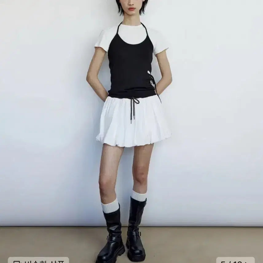 [BUNJANG] White Balloon Skirt (Ruffleneck) / 새상품 러프넥 화이트 벌룬 스커트