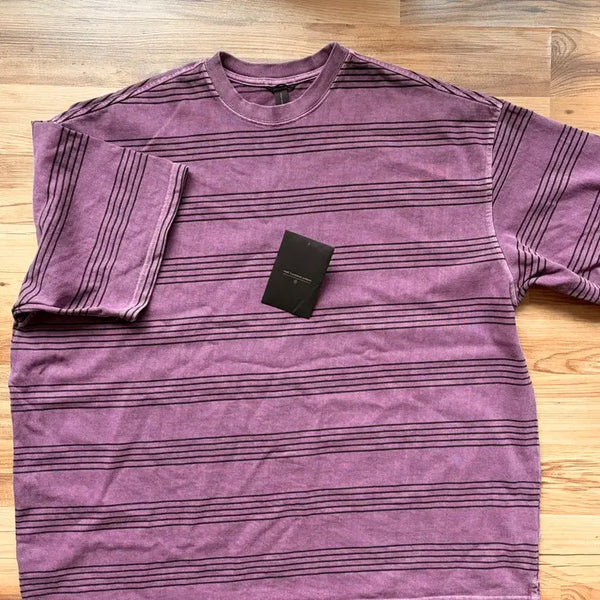 [BUNJANG] Moif Garment Dyed Stripe T-Shirt Purple / [2] 모이프 가먼트다이 스트라이프 퍼플