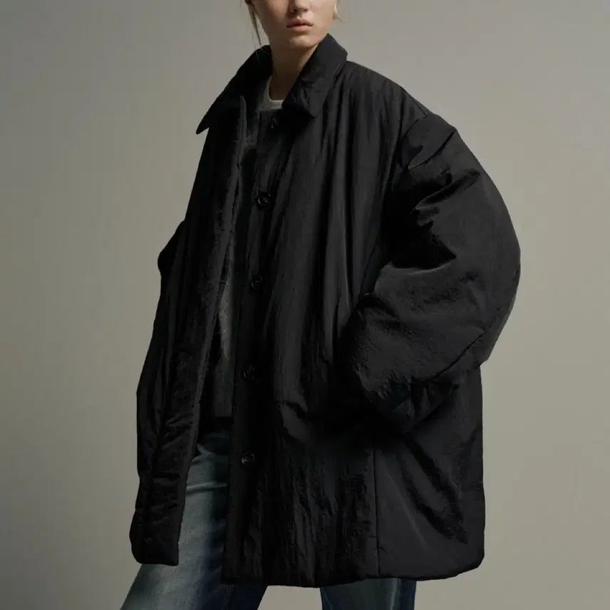 [BUNJANG] Facade Pattern Padded Half Coat Black (Size S) / 파사드패턴 패디드 하프 코트 블랙 (S 사이즈) 판매합니다