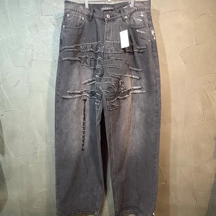 [BUNJANG] Y Project Damaged Black Denim Pants / [31] Y PROJECT 와이프로젝트 데미지 블랙 데님 팬츠
