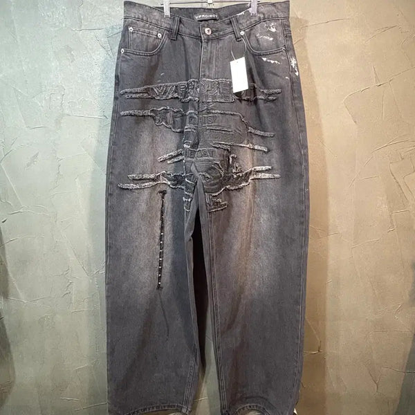 [BUNJANG] Y Project Damaged Black Denim Pants / [31] Y PROJECT 와이프로젝트 데미지 블랙 데님 팬츠